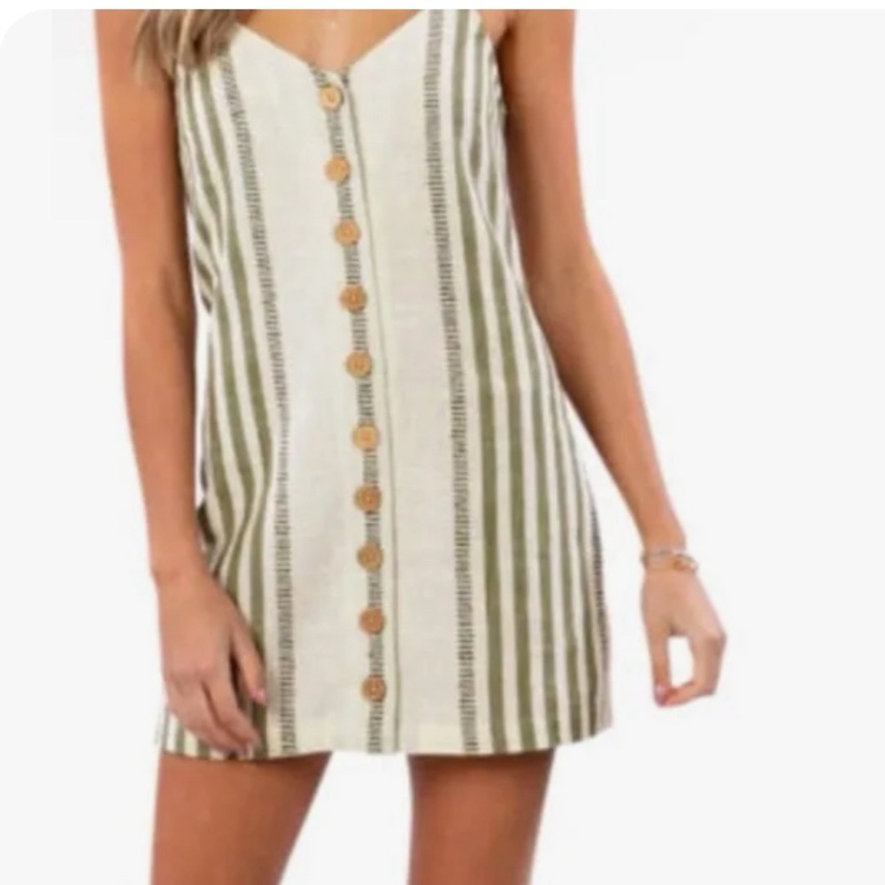 Rip Curl Costa stripe dress- NWT Olive/beige